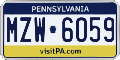 PA license plate MZW6059