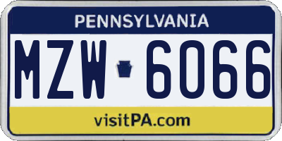 PA license plate MZW6066