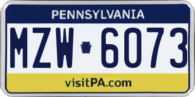 PA license plate MZW6073