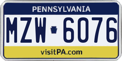 PA license plate MZW6076