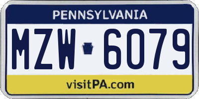 PA license plate MZW6079