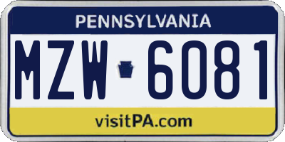 PA license plate MZW6081