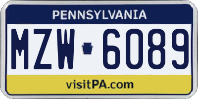 PA license plate MZW6089