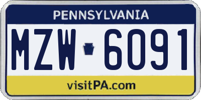 PA license plate MZW6091