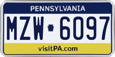 PA license plate MZW6097