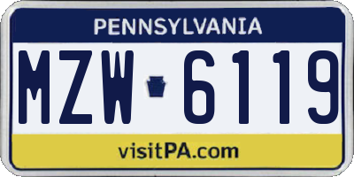 PA license plate MZW6119