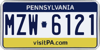 PA license plate MZW6121
