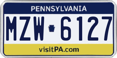 PA license plate MZW6127