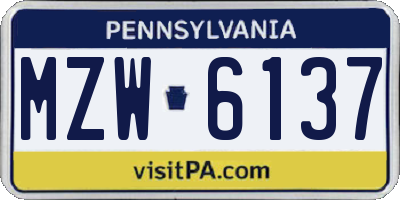 PA license plate MZW6137