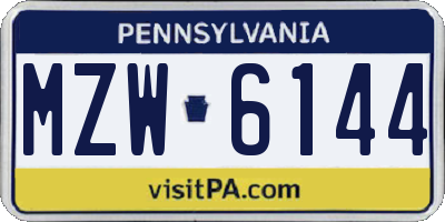 PA license plate MZW6144