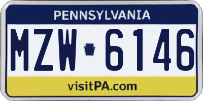 PA license plate MZW6146