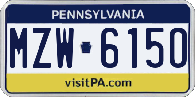 PA license plate MZW6150