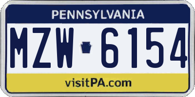 PA license plate MZW6154