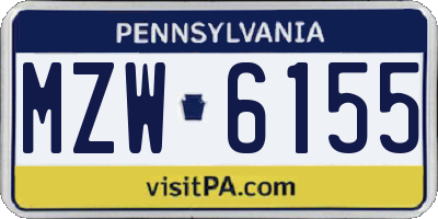 PA license plate MZW6155