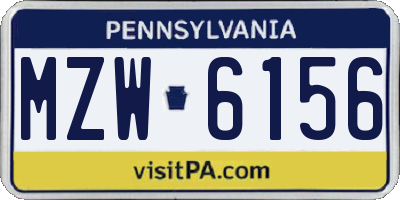 PA license plate MZW6156