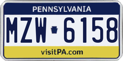 PA license plate MZW6158