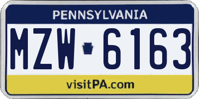 PA license plate MZW6163