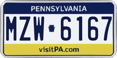 PA license plate MZW6167