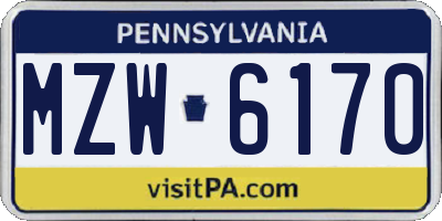 PA license plate MZW6170