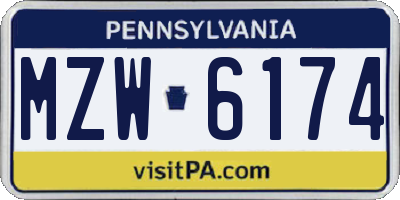 PA license plate MZW6174