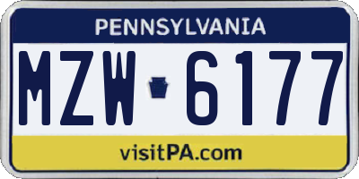 PA license plate MZW6177