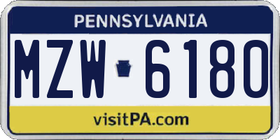 PA license plate MZW6180