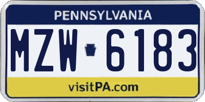 PA license plate MZW6183