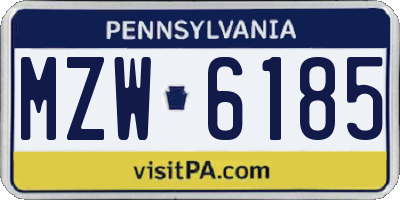 PA license plate MZW6185