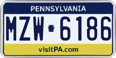 PA license plate MZW6186