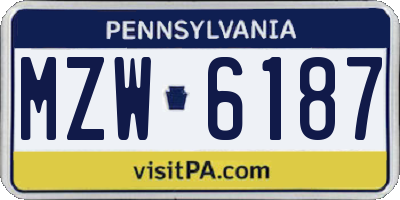 PA license plate MZW6187