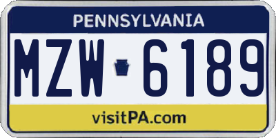 PA license plate MZW6189