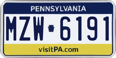 PA license plate MZW6191