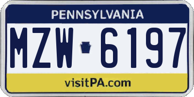 PA license plate MZW6197