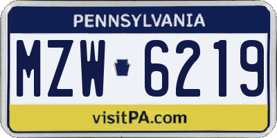 PA license plate MZW6219