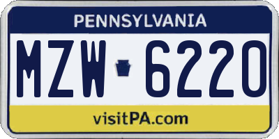 PA license plate MZW6220