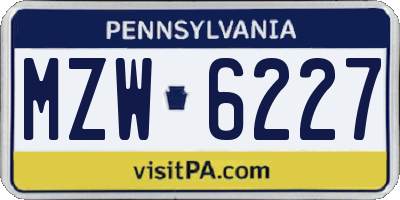 PA license plate MZW6227