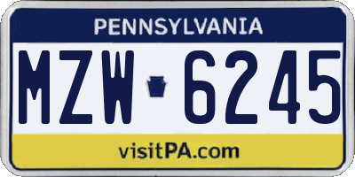 PA license plate MZW6245