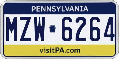 PA license plate MZW6264