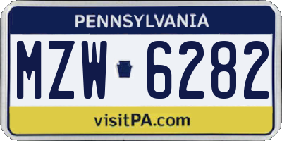 PA license plate MZW6282