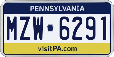 PA license plate MZW6291
