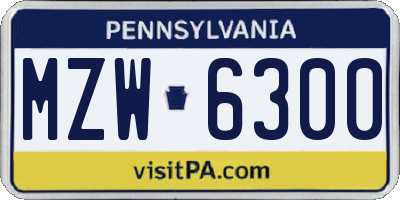 PA license plate MZW6300
