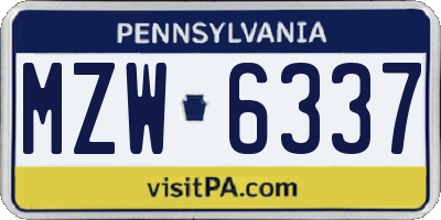 PA license plate MZW6337