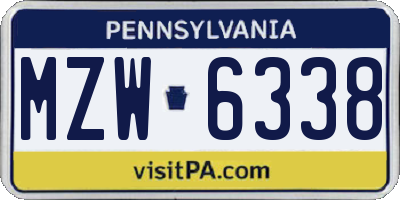 PA license plate MZW6338