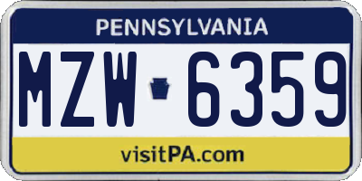 PA license plate MZW6359