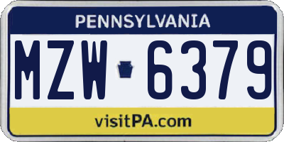PA license plate MZW6379