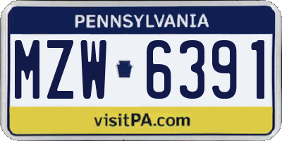 PA license plate MZW6391