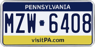PA license plate MZW6408