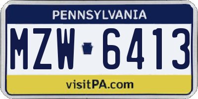 PA license plate MZW6413