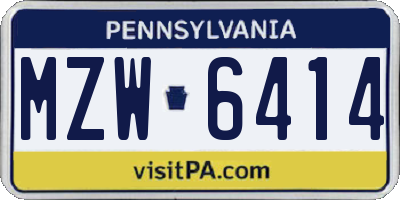 PA license plate MZW6414