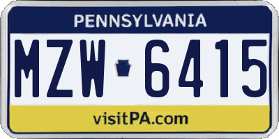 PA license plate MZW6415